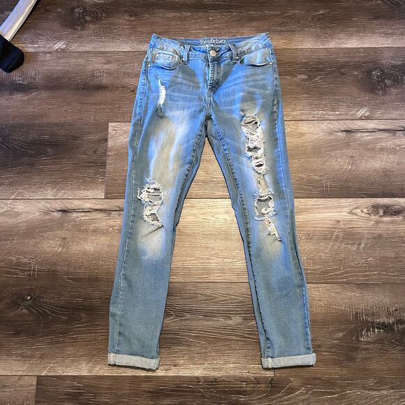 Resfeber Distressed Women's Skinny Boyfriend Cuffed Jeans Size 6 - Picture 1 of 6